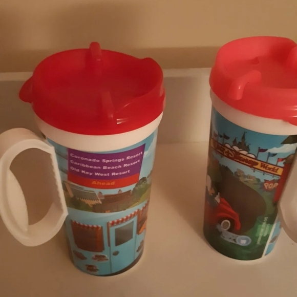 Whirley Drink Works 2 Rapid Fill Disney Travel Mug red and pink covered 7'' tall - Picture 5 of 5